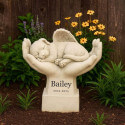 Personalised Dog Memorial Angel Statue in Hands – Weatherproof Resin Grave Marker for Garden Display with Name & Dates