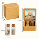 Personalised Wooden Dog Memorial Keepsake Box with 2 Glass Vials for Ashes & Fur Storage - Persnalised with Photo, Name, Dates &