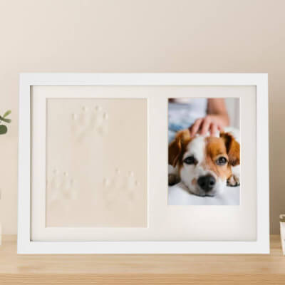 Paw Print Clay & Photo Frame Kit – Wooden Dog...