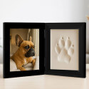 Folding Paw Print Clay & Photo Frame Kit – Wooden Dog Memorial Picture Frame for Indoor Display