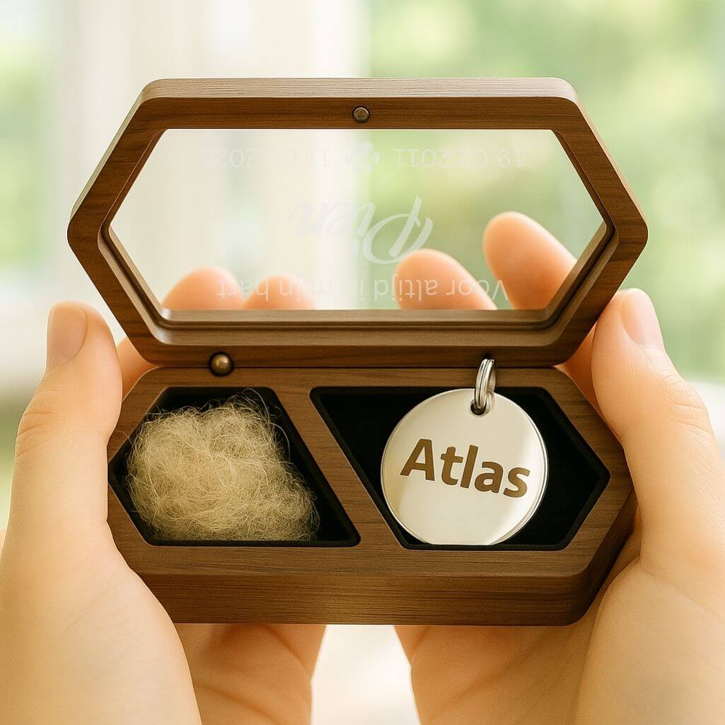 Personalised Wooden Dog Keepsake Box with Paw Print Design – Pet Fur Memorial with Acrylic Lid Engraved with Name, Dates & Tribu