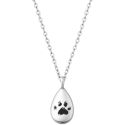Personalised Dog Memorial Teardrop Urn Necklace – Engraved Pet Paw Print Ashes Keepsake