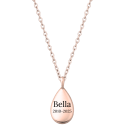 Personalised Dog Memorial Teardrop Urn Necklace – Engraved Pet Ashes Keepsake with Name & Dates