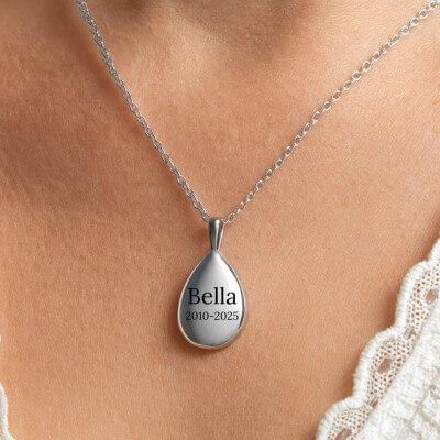 Personalised Dog Memorial Teardrop Urn Necklace...
