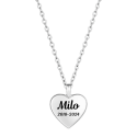 Personalised Dog Memorial Heart Urn Necklace – Engraved Pet Ashes Keepsake with Name & Dates
