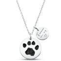 Gepersonaliseerde gedenkketting voor hond - 2 bedels met pootafdruk, naam en data gegraveerd