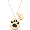 Gepersonaliseerde gedenkketting voor hond - 2 bedels met pootafdruk, naam en data gegraveerd