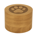 Personalised Wooden Dog Urn with Infinity Paw Heart – Engraved Pet Memorial Urn with Name & Dates