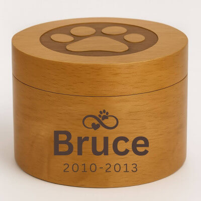 Personalised Wooden Dog Urn with Infinity Paw...