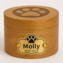 Personalised Wooden Dog Urn with Aluminium Plate  – Pet  Memorial Urn with Engraved Name & Dates
