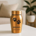 Personalised Dog Urn with Engraved Name, Dates & Paw Print Design  – Pet Memorial Stainless Steel Urn
