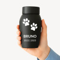 Personalised Dog Urn with Engraved Name, Dates & Paw Print Design  – Pet Memorial Stainless Steel Urn