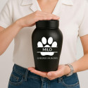 Personalised Dog Urn with Engraved Name & Dates in a Paw Print Design  – Pet Memorial Stainless Steel Urn