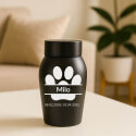 Personalised Dog Urn with Engraved Name & Dates in a Paw Print Design  – Pet Memorial Stainless Steel Urn