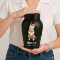 Personalised Dog Urn with Full Pet Portrait – Engraved Stainless Steel Memorial Urn with Name & Dates