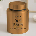 Personalised Dog Urn – Engraved Stainless Steel Memorial Urn  with Heart Paw Icon, Name & Dates