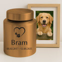 Personalised Dog Urn – Engraved Stainless Steel Memorial Urn  with Heart Paw Icon, Name & Dates
