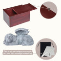Personalised Wooden Dog Urn Box with Angel Dog Statue –  Pet Cremation Urn for Ashes with Name, Dates & Tribute