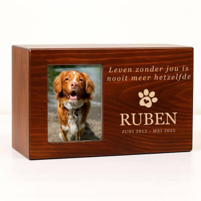 Personalised Wooden Dog Urn Box with Photo –...