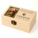 Personalised Light Wood Dog Urn with Photo – Custom Memorial Box with Tribute, Name & Dates
