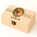 Personalised Light Wood Dog Urn with Photo – Custom Memorial Box with Name & Dates