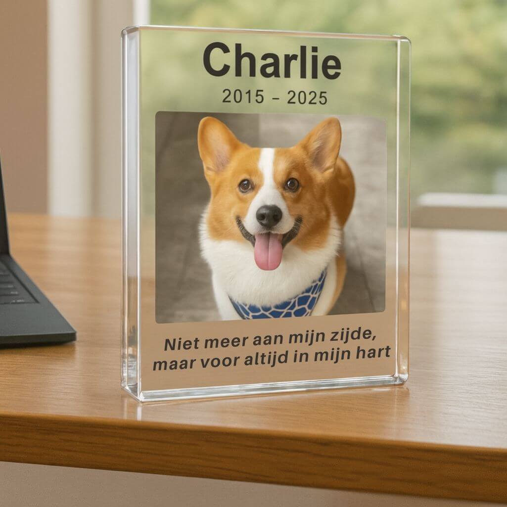 Personalised Dog Memorial Gift – Portrait Pet Memorial Acrylic Plaque with Photo, Name & Dates