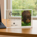 Personalised Dog Memorial Gift – Landscape Pet Memorial Acrylic Plaque with Photo, Name & Dates