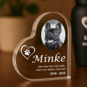 Personalised Dog Memorial Photo Gift –  Heart-Shaped Pet Memorial Acrylic Plaque with Engraved Name, Dates & Tribute
