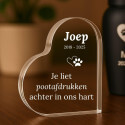 Personalised Dog Memorial Gift –  Heart-Shaped Pet Memorial Acrylic Plaque with Engraved Name, Dates & Tribute