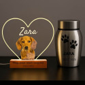 Personalised Dog Memorial Light with Photo – Heart LED Pet Tribute Lamp with Engraved Name & Dates on Acrylic Plaque