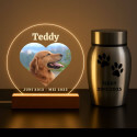 Personalised Dog Memorial Light with Heart Photo – Round LED Pet Tribute Lamp with Engraved Name & Dates on Acrylic Plaque
