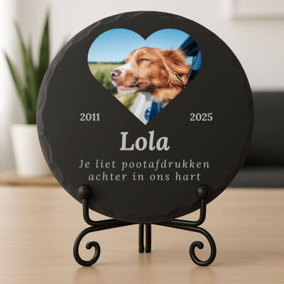 Personalised Round Slate Dog Memorial Plaque –...
