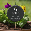 Personalised Round Dog Grave Marker with Metal Hook Stake – Slate Pet Memorial Garden Plaque with Name, Dates & Tribute