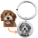 Gepersonaliseerde gedenksleutelhanger voor hond - ronde hanger met foto en naam gegraveerd