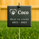 Personalised Square Dog Grave Marker with Metal Hook Stake – Slate Pet Memorial Garden Plaque with Name, Dates & Tribute