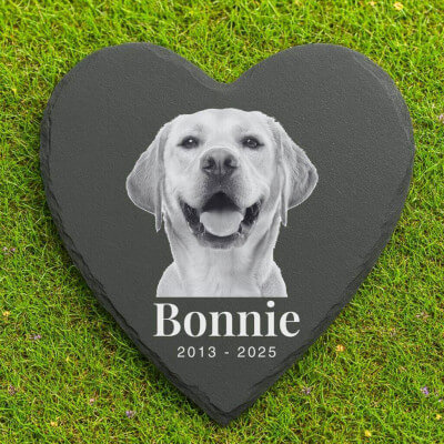 Personalised Heart Dog Grave Marker with Photo...