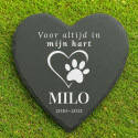 Personalised Heart Dog Grave Marker – Slate Pet Memorial Garden Plaque with Name, Dates & Tribute