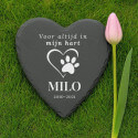 Personalised Heart Dog Grave Marker – Slate Pet Memorial Garden Plaque with Name, Dates & Tribute