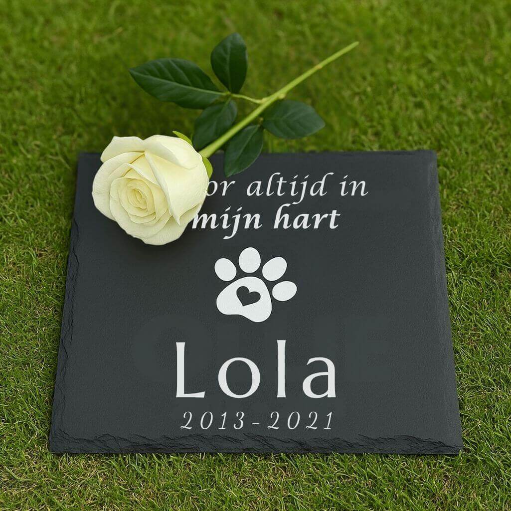 Personalised Square Dog Grave Marker – Slate Pet Memorial Garden Plaque with Name, Dates & Tribute