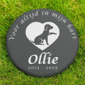 Personalised Round Dog Grave Marker – Slate Pet Memorial Garden Plaque with Name, Dates & Tribute