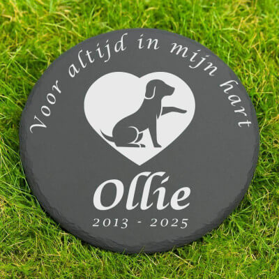 Personalised Round Dog Grave Marker – Slate Pet...