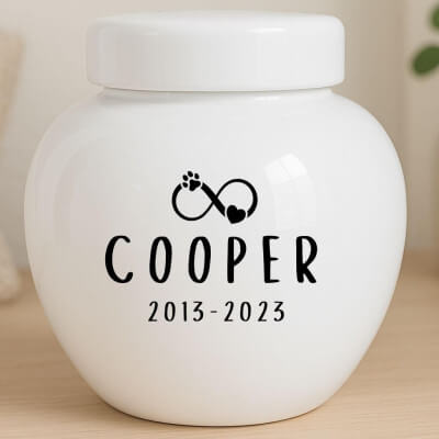 Gepersonaliseerde hondenurn van keramiek - met...