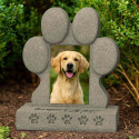 Paw-Shaped Dog Memorial Headstone with Photo & Tribute – Weatherproof Resin Grave Marker for Outdoor Display