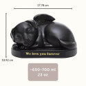 Black Sleeping Angel Dog Memorial Urn – Outdoor Resin Grave Marker & Pet Ashes Holder for Garden Display