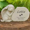 Personalised Dog Angel Memorial Headstone with Name & Tribute – Weatherproof Resin Grave Marker for Garden Display